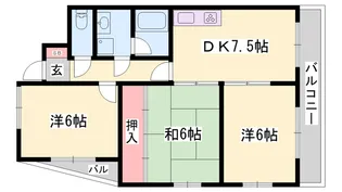 ピュアコート北八代【301号室】の間取り