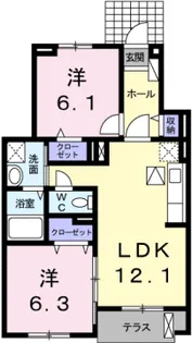 2LDKの間取り画像