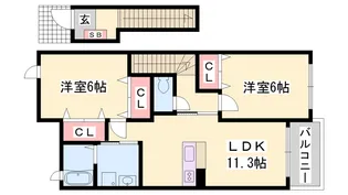 エーデル緑ヶ丘D【202号室】の間取り