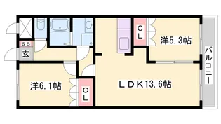 ハーヴェスト リエゾン【202号室】の間取り