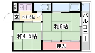 ビレッジハウス朝日ヶ丘【1階】の間取り