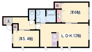 グランドゥール英賀保【1階】の間取り