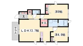 シャーメゾン上野田【A102号室】の間取り