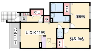 フェリア香呂B【1階】の間取り