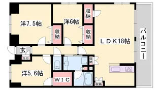 ワコーレ姫路城巽ガーデンズ【1304号室】の間取り