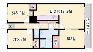 プリムローズ英賀保【1階】の間取り
