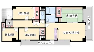 シャトゥブランシェ【401号室】の間取り