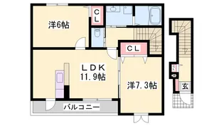 ソレアードⅢ【2階】の間取り