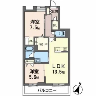 オカバ姫路岡町シャーメゾン【A203号室】の間取り