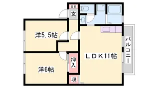 サンハイム下手野【1階】の間取り