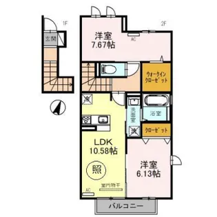 エスポワールひかりが丘【B202号室】の間取り