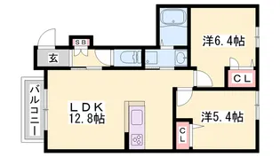 シャーメゾン水足A【1階】の間取り