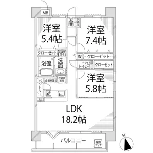 キャッスルコート田寺東【7階】の間取り