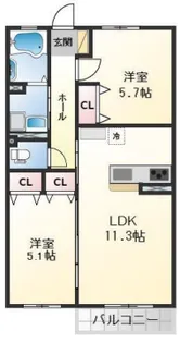 ローザンコート【2階】の間取り