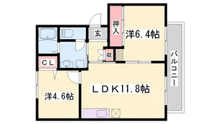 ディアス上ノ茶屋【B101号室】の間取り