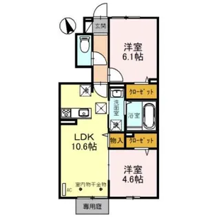 メゾン ベルハープ【102号室】の間取り