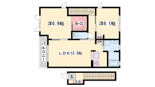 シャーメゾン今宿 A棟【2階】の間取り