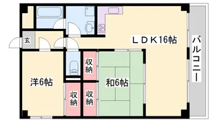 居垣マンション【6-B号室】の間取り