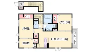 レスポワール【206号室】の間取り