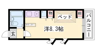 グランハイム東辻井【104号室】の間取り