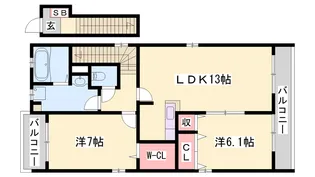 フラン・セーヌⅡ番館【2階】の間取り