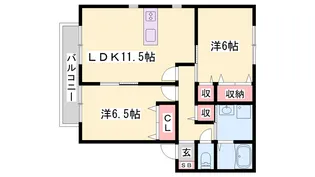 サンビレッジ瑞景【2階】の間取り