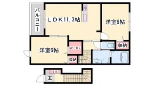 エルカーサ・桜木B【2階】の間取り