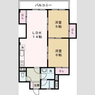 2LDKの間取り画像