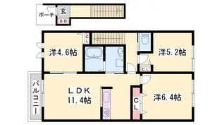 ヴィラーチェ砥堀【2階】の間取り