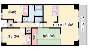 ライオンズマンション姫路市役所前【1302号室】の間取り