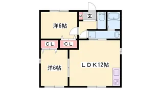 2LDKの間取り画像