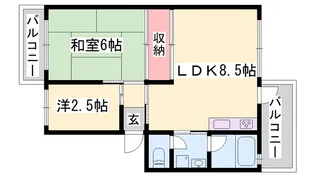 砥堀第2コーポラス【102号室】の間取り