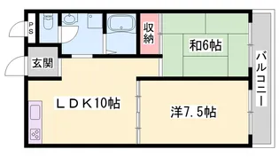 サニーハイム山氏浦【A308号室】の間取り