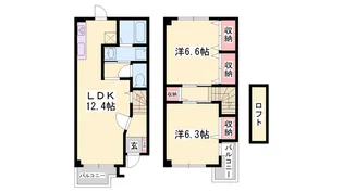 兵庫県神崎郡福崎町南田原【テラスハウス】の間取り