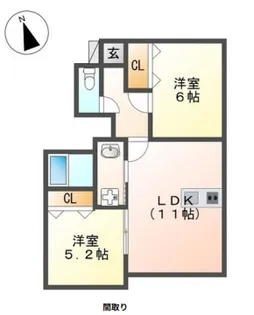 トラミッドヴィラ花田【1階】の間取り