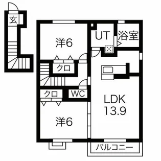 2LDKの間取り画像
