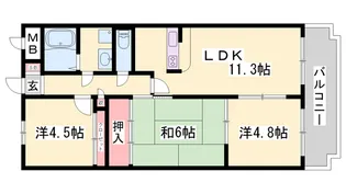 セントラヴィーヌ山手【3階】の間取り