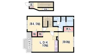 ハピネス御立【2階】の間取り