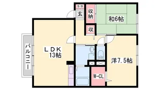 ヴィラウィッシュ【A201号室】の間取り