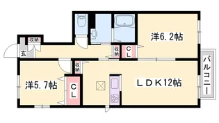 シャンティ夢前【1階】の間取り