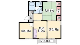リバーヒルズさか【B102号室】の間取り