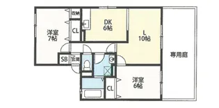 ウィンディーヒルズB棟【1階】の間取り