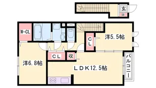 サンヴェルデ中地南【202号室】の間取り
