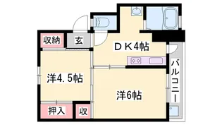 ビレッジハウス小坂【1-504号室】の間取り