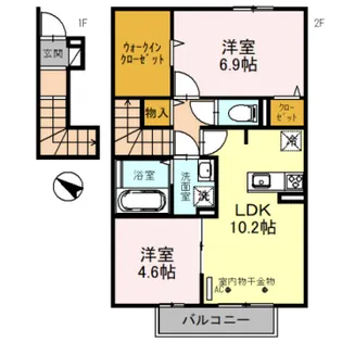 カーサ・フェリーチェ新在家【201号室】の間取り