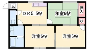 サンライズ大塩【1階】の間取り