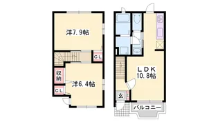 兵庫県姫路市別所町佐土新【テラスハウス】の間取り