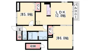 エメラルド雅【1階】の間取り