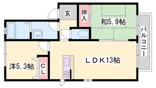 ウエストサイドコート【A201号室】の間取り
