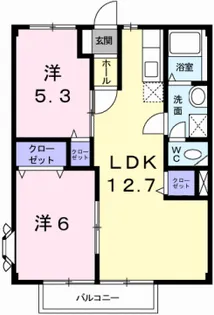 グリーンコーポ上柳A【204号室】の間取り
